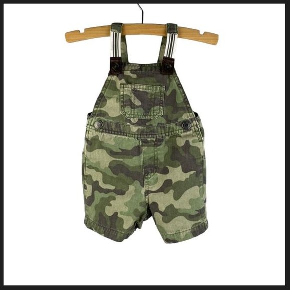 George Baby Camo Print Shortalls with Partial Elasticated Straps 6-12 Months - Picture 1 of 5